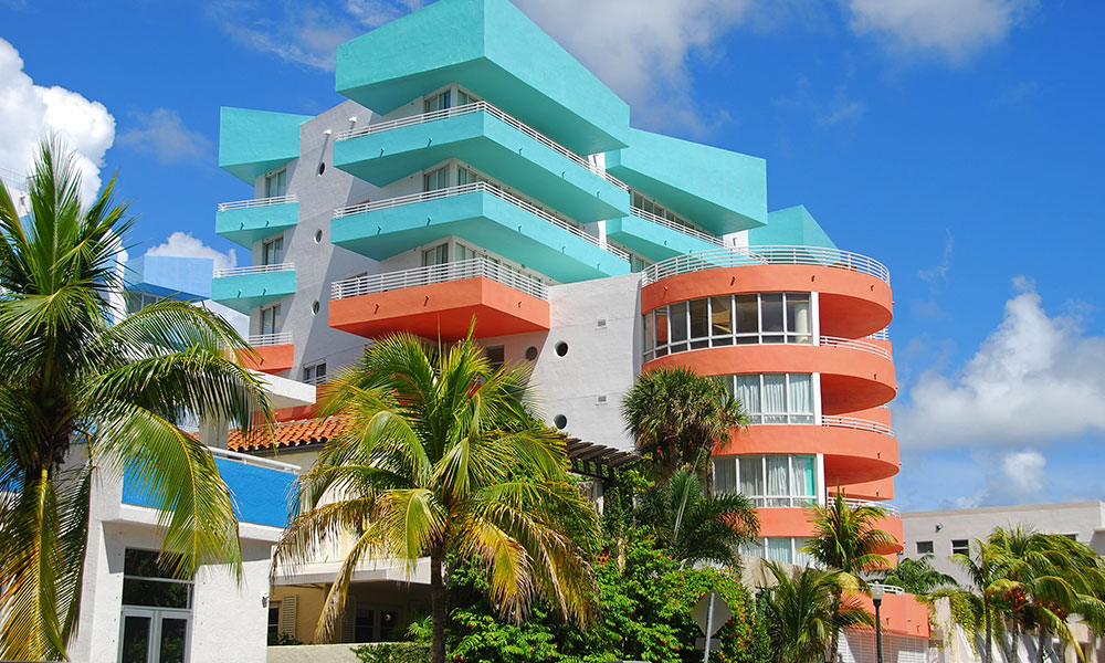 Art deco architecture in Miami Beach, FL