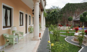 Courtyard of a hotel in Merida Yucatan Mexico