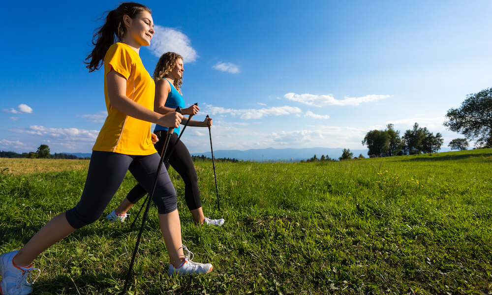 Nordic walking - active people outdoor