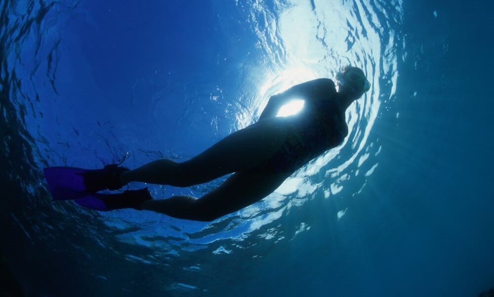 Silhouetted Woman Snorkeling