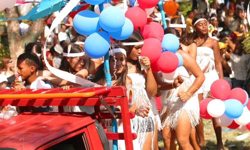 Scene from a carnaval parade in the Dominican Republic