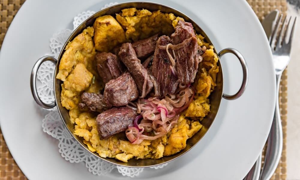 Puerto Rican beef and plantains Mofongo meat dish.