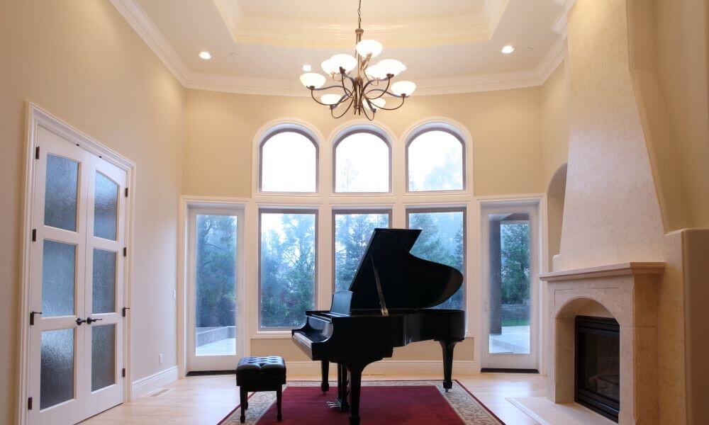 Grand piano in luxury living room